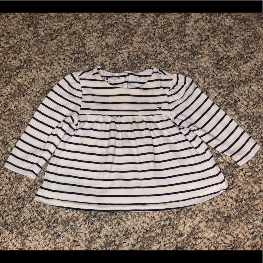 Tommy Hilfiger Navy and White Striped Shirt